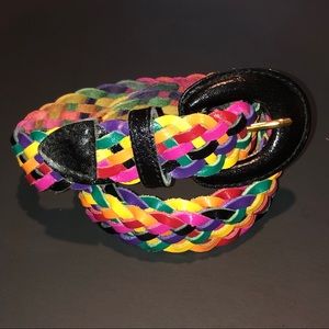Vintage rainbow multicolor braided leather belt